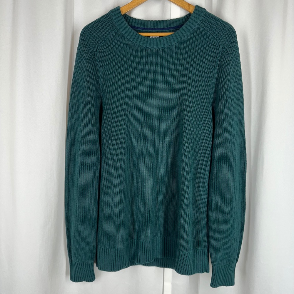 Lands' End Drifter Sweater Men's XL 46-48 Green 100% Cotton Crewneck